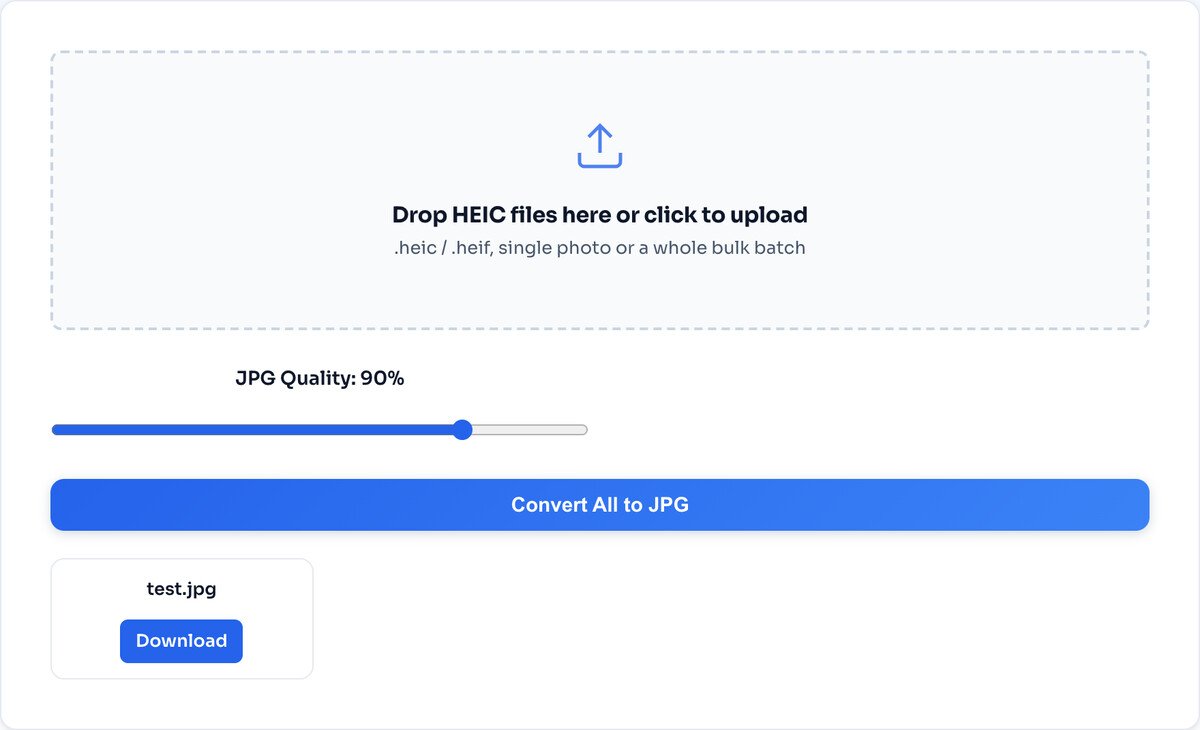 A HEIC file converted to a downloadable JPG in the tool